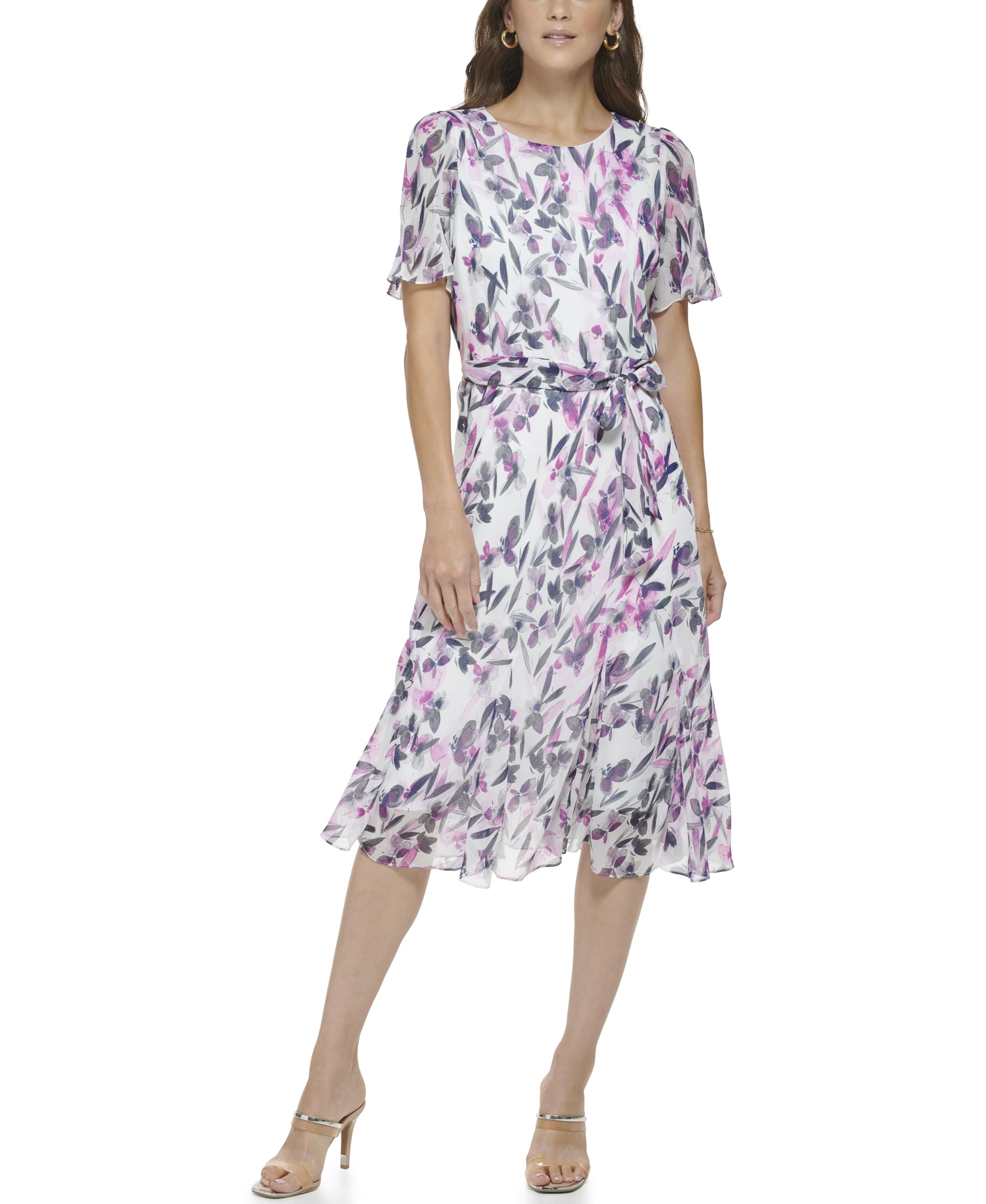 Amazon.com: DKNY vestido feminino, creme/framboesa, 4: roupas