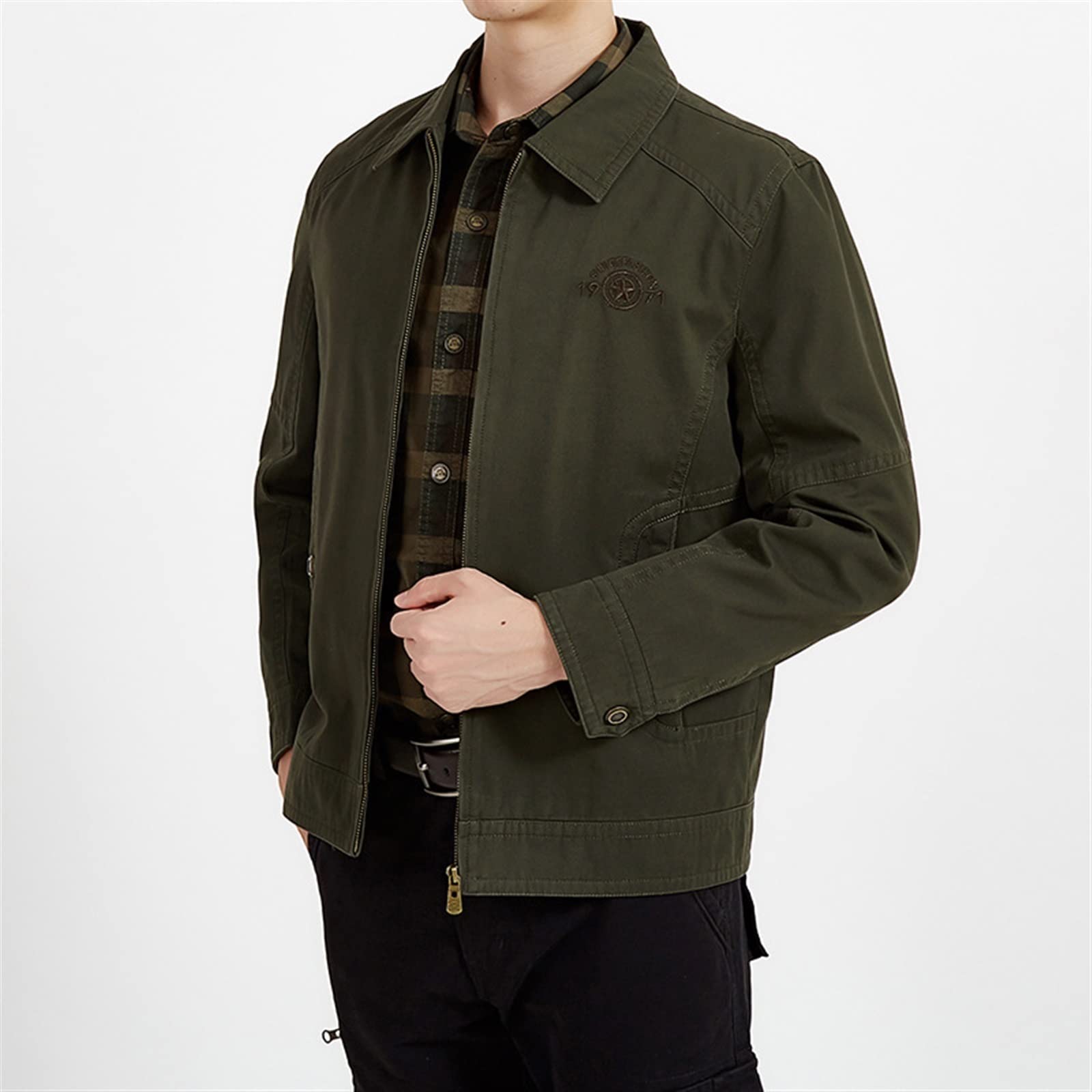 SKYRRA Jaquetas Masculinas Jaquetas Masculinas Marca Algodão Militar Cor Sólida Plus Size Primavera Outono Negócios