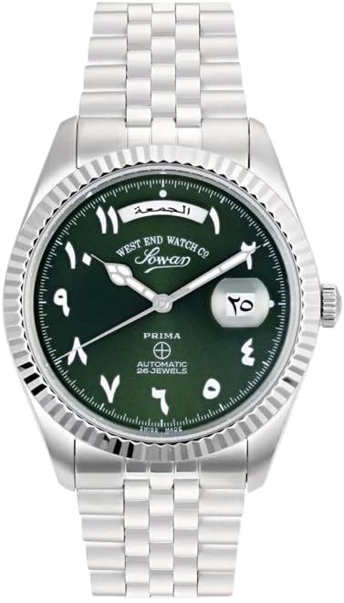 West End Watch Co masculino luxuoso de aço inoxidável com mostrador árabe automático clássico relógio de pulso suíço