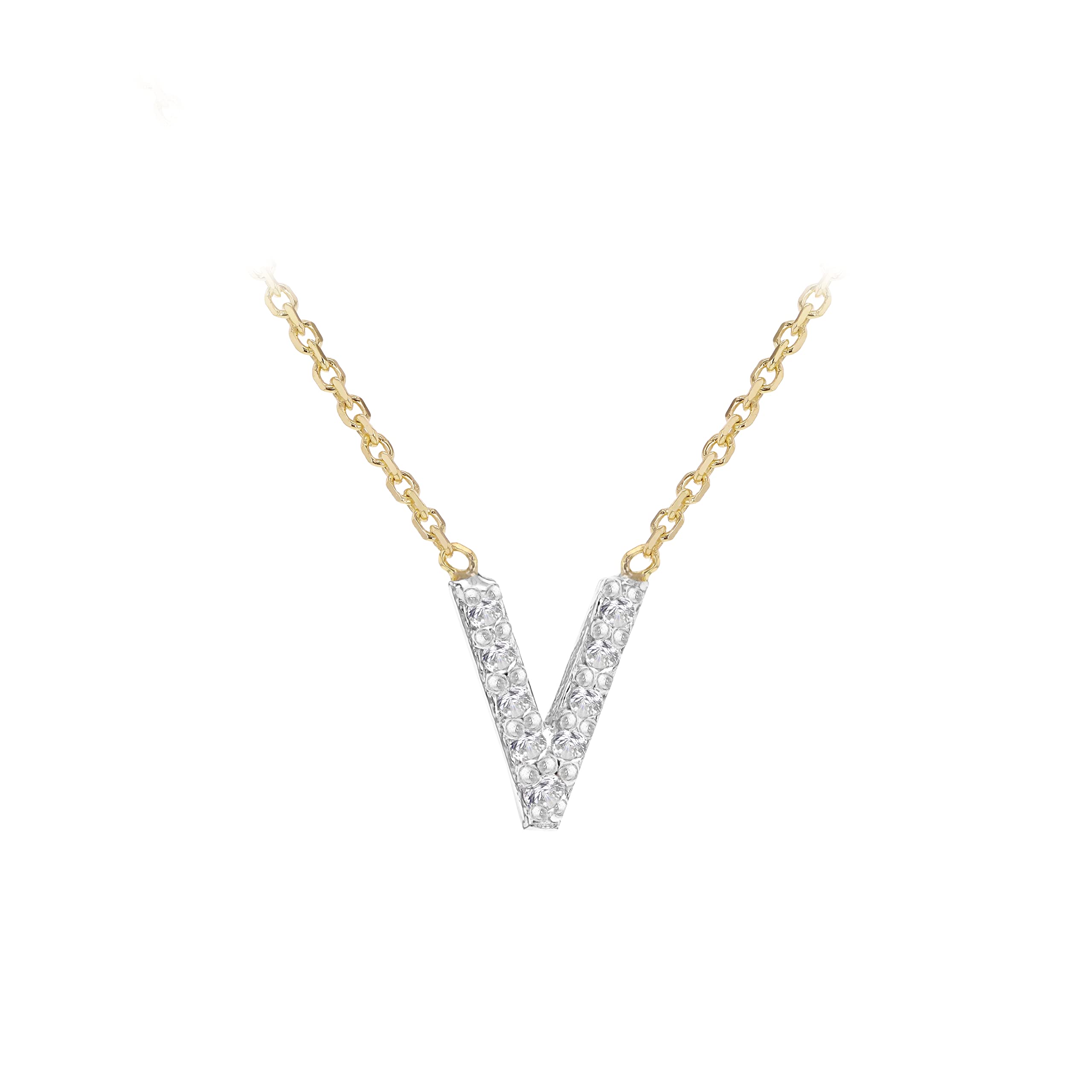 Mini colar Carissima com inicial em ouro bicolor de 9 quilates e diamantes de 0,005 quilates, 38 cm/15