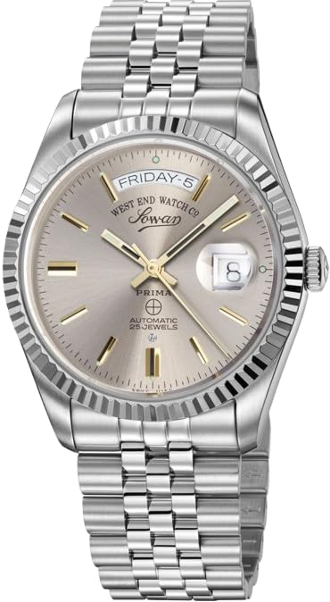 West End Watch Co masculino clássico suíço feito de luxo relógio de pulso analógico automático de aço inoxidável (