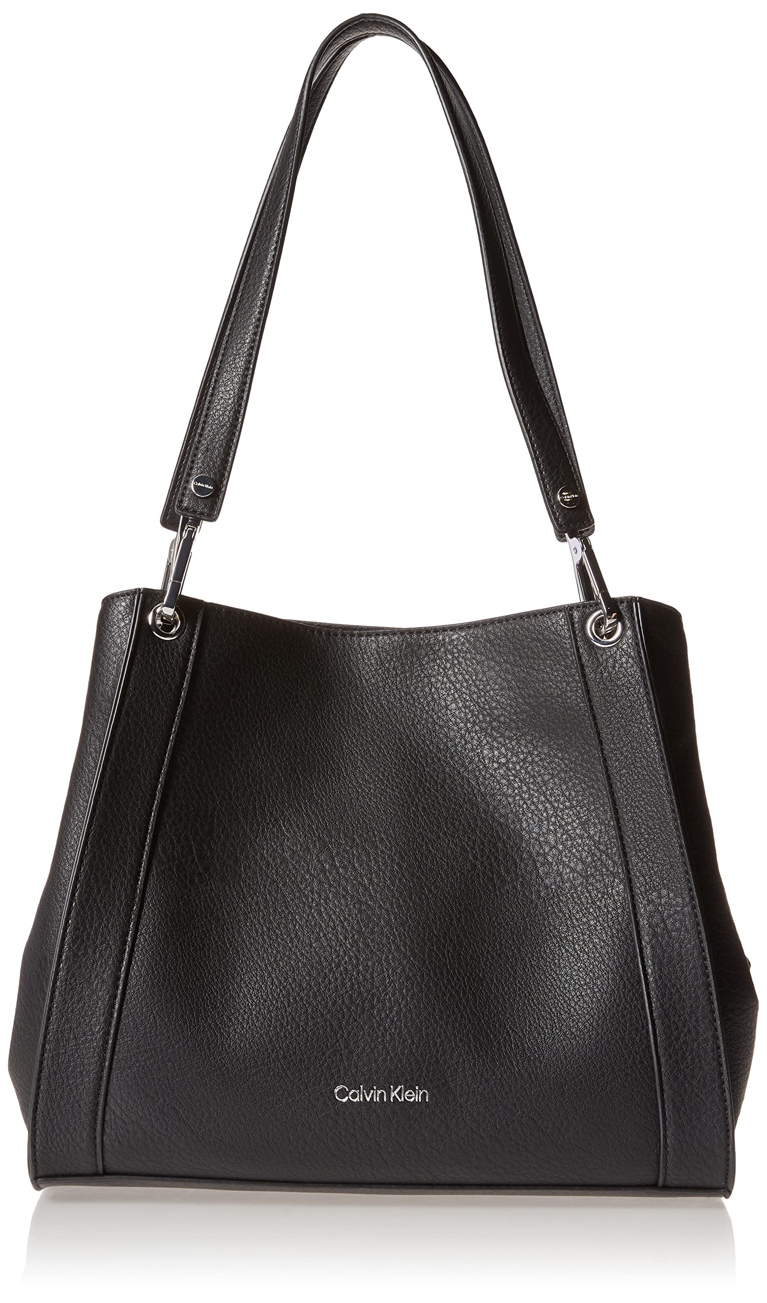 Calvin Klein Reyna Bolsa de Ombro com Compartimento Triplo Preto/Prata: Bolsas