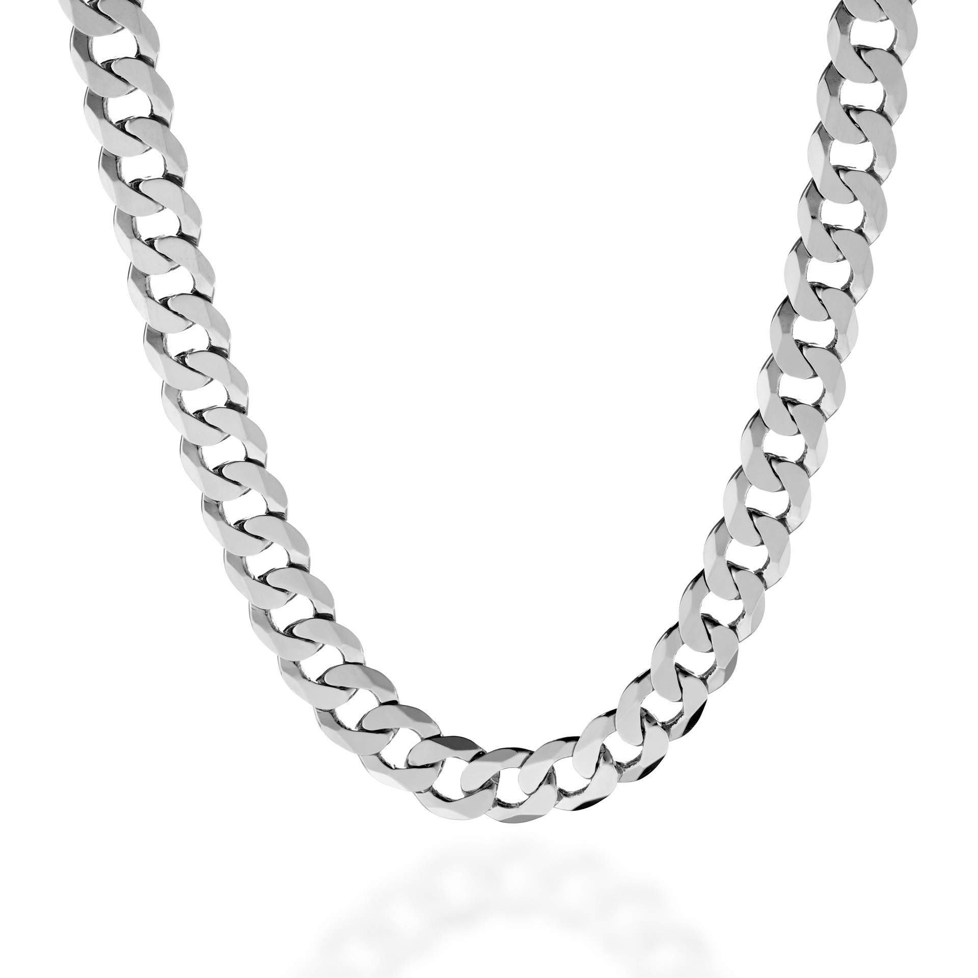 QUADRI Colar masculino extra brilhante de 10 mm com elos cubanos em prata esterlina 925 com corte de diamante italiano