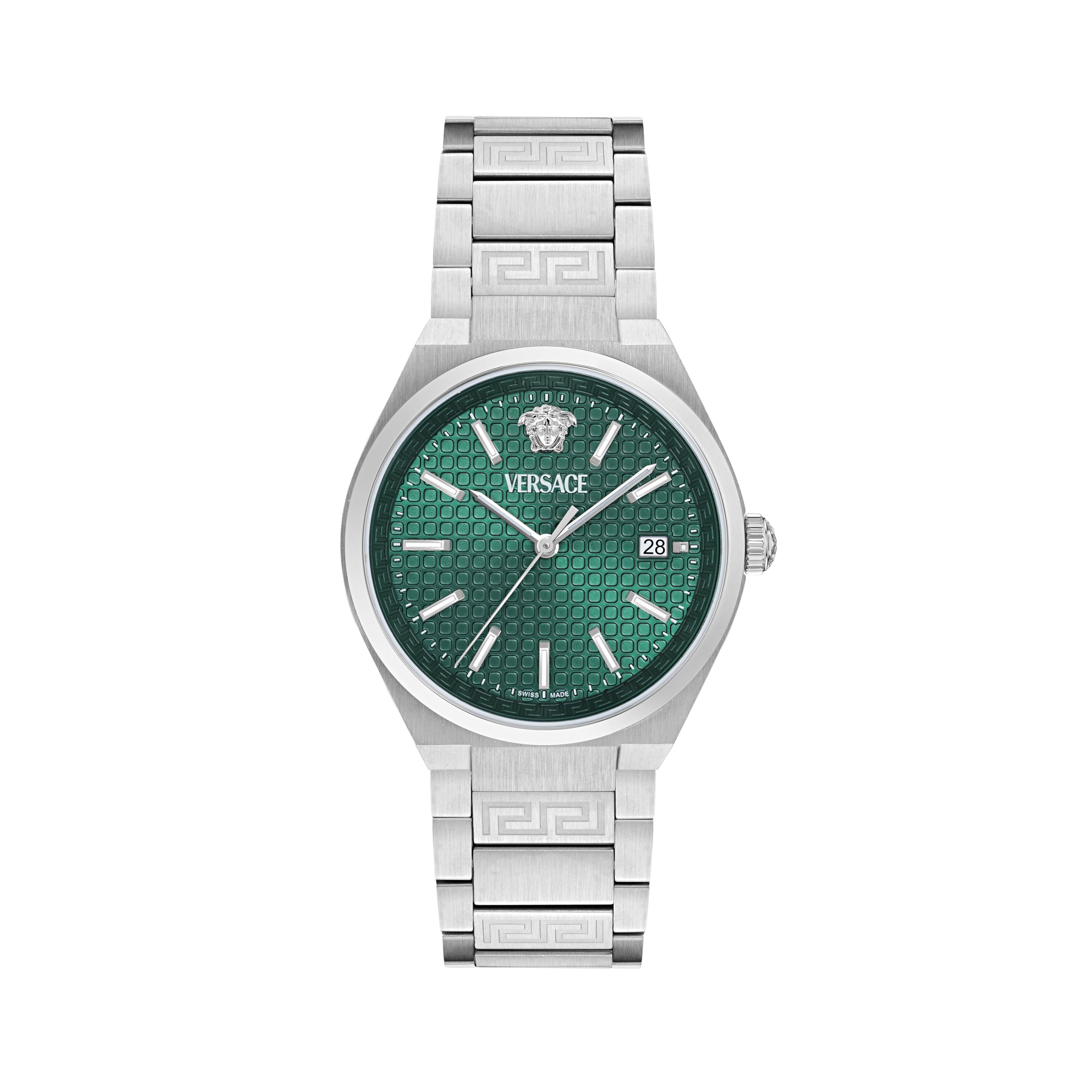 Relógio analógico masculino Versace de quartzo suíço com pulseira de aço inoxidável VE0F00125: Compre online na Best P