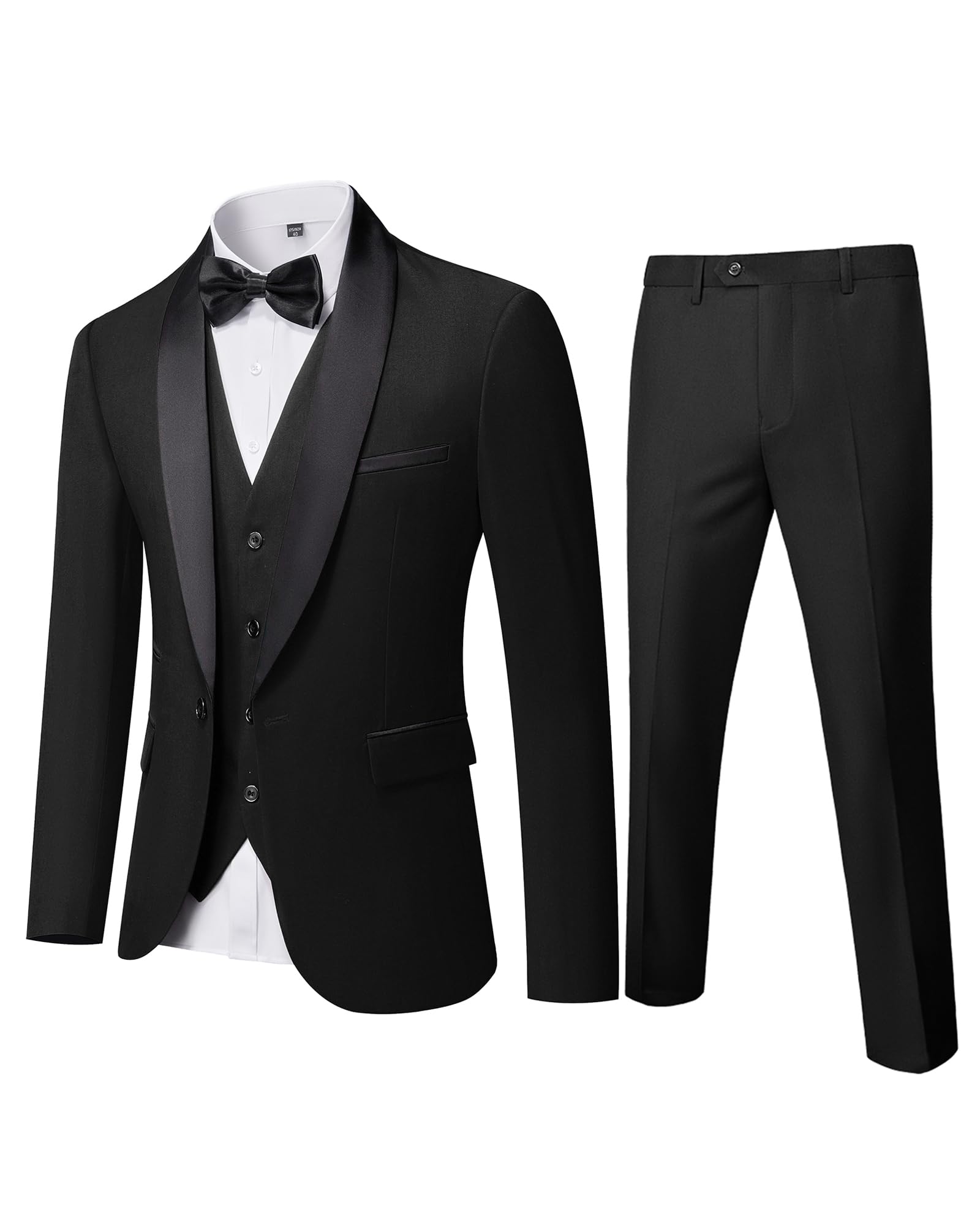 MYS terno masculino de 3 peças xale lapela um botão slim fit smoking premium jantar jaqueta + colete + calça + gravata