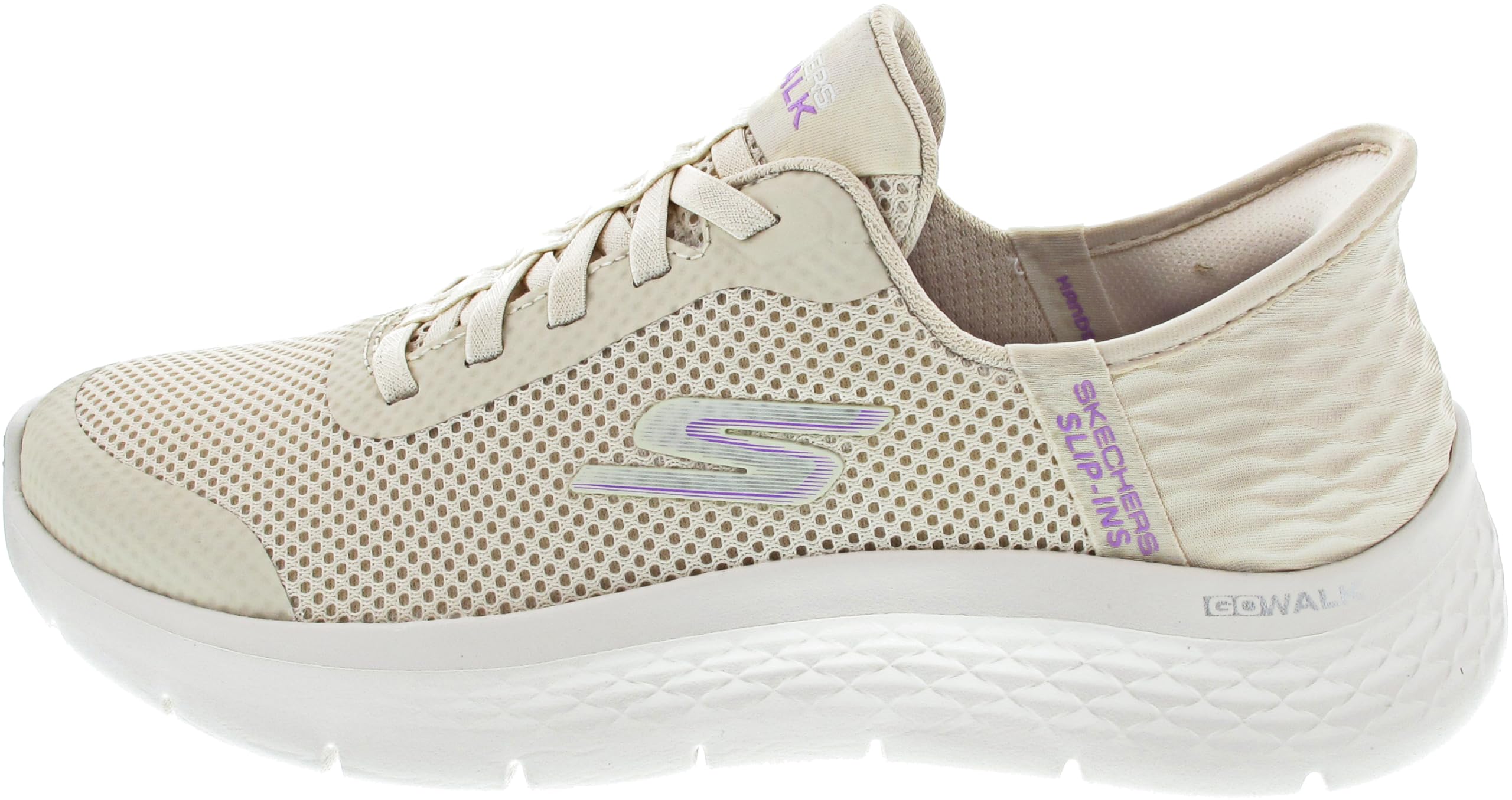 Amazon.com | Skechers Go Walk Flex slip-ins sem usar as mãos, tênis feminino Grand Entry, esbranquiçado, 10