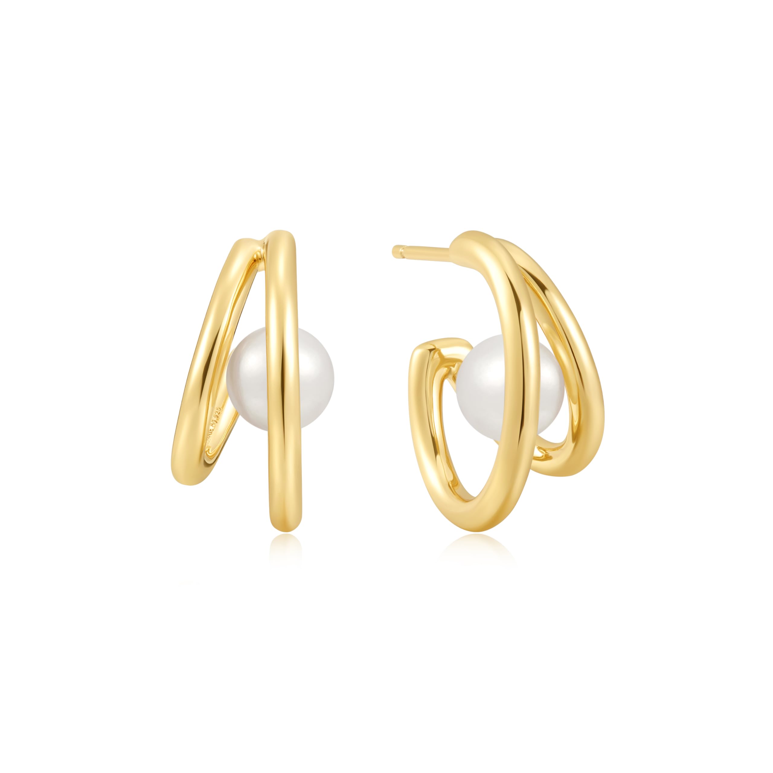 ANIA HAIE Chic Creator Duo Argolas de pérolas de água doce em prata esterlina 925 decoradas com 2 Freshwat
