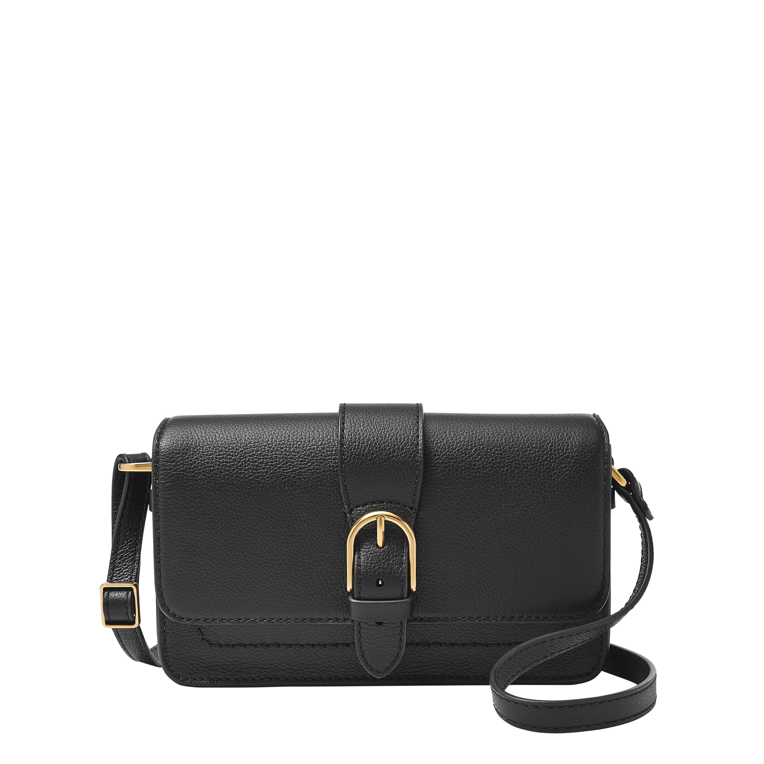 Fossil Zoey Bolsa feminina de couro com aba média, preta