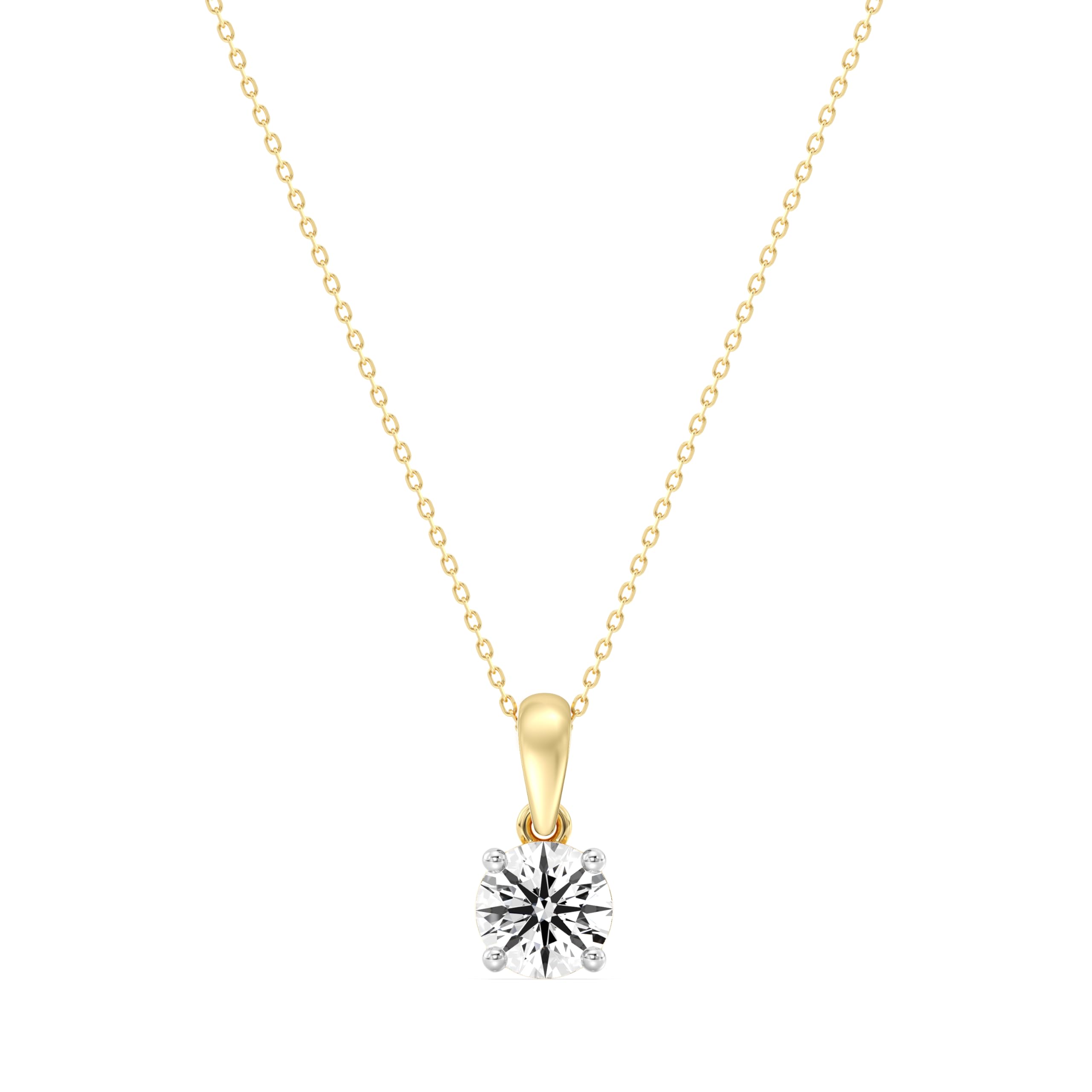 Colar redondo com pingente de diamante cultivado em laboratório, ouro 1 quilate SI Clarity F cor 14K banhado a ouro